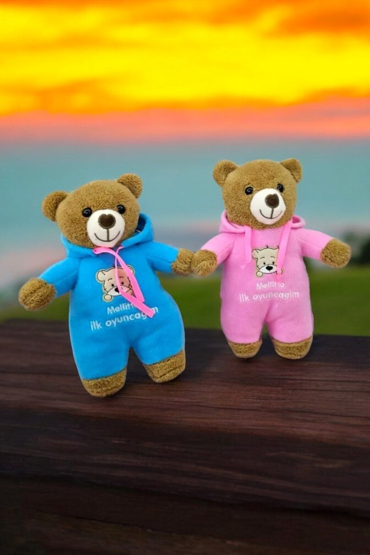 Mellito Toyzz M-Bear Mavi Pembe Uykucu Ayı 2'li
