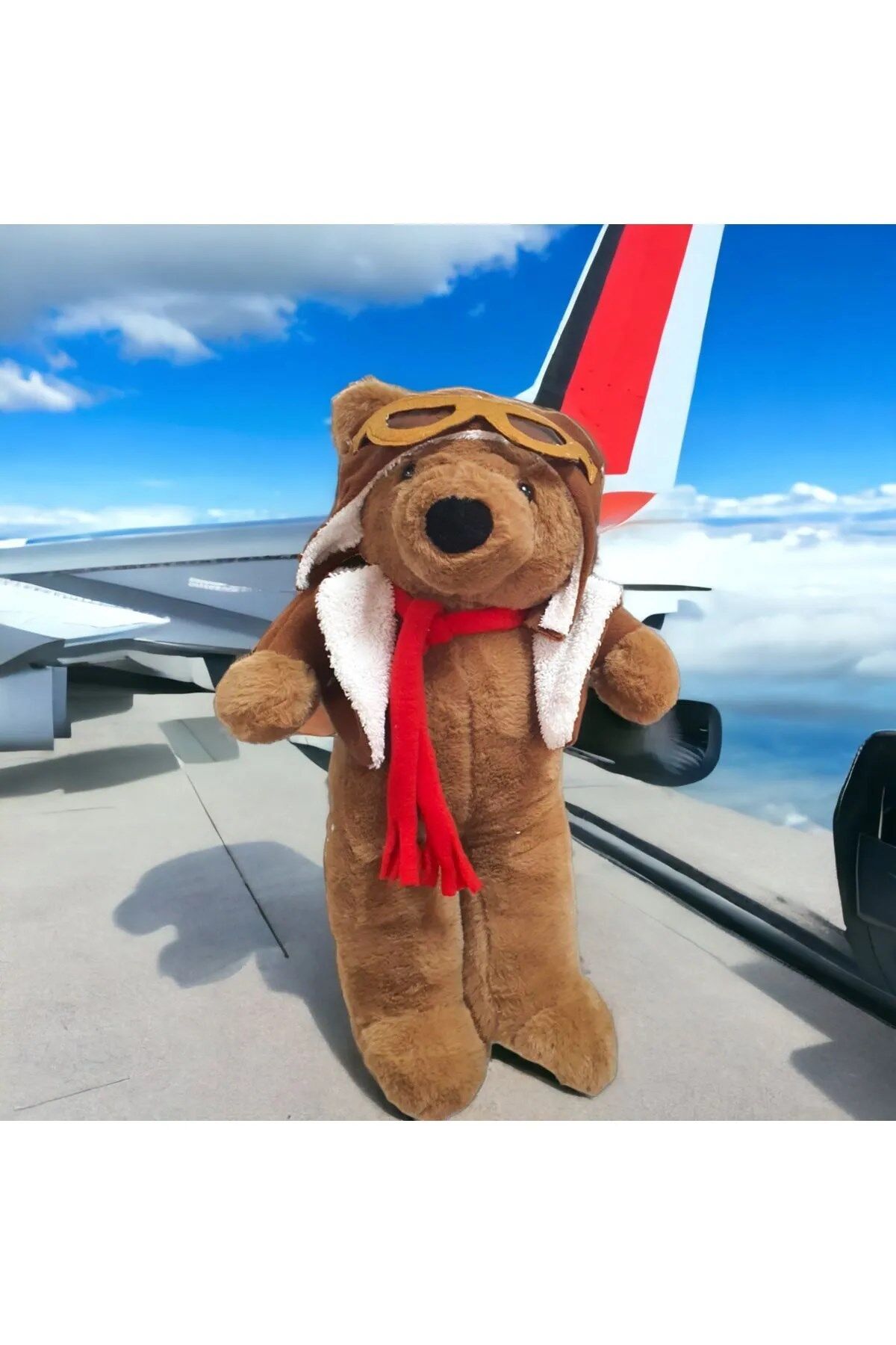 Peluş Ayı Vecihi Kırmızı Güllü Ayıcık