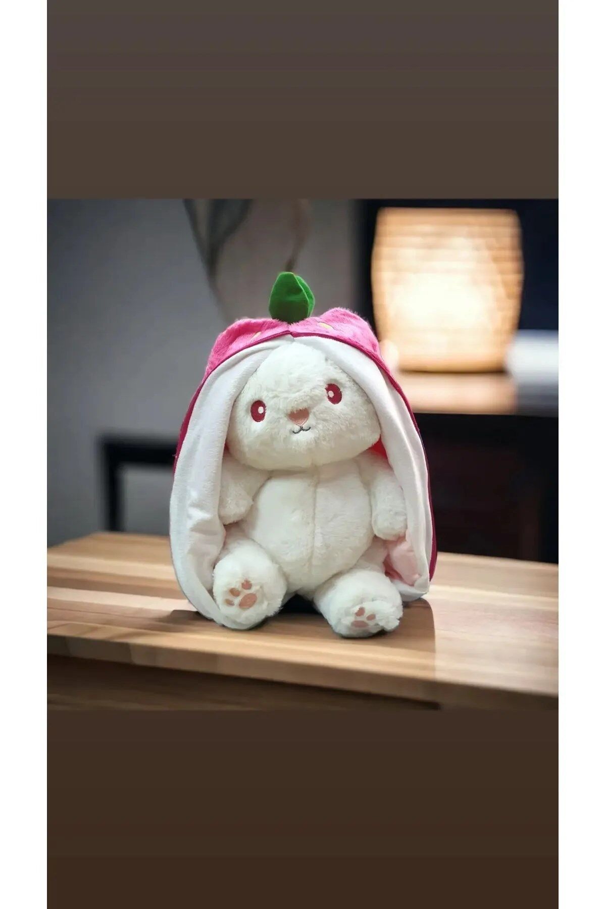Çilek Tavşan Pembe Çantalı Peluş Oyuncak