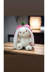 Çilek Tavşan Pembe Çantalı Peluş Oyuncak