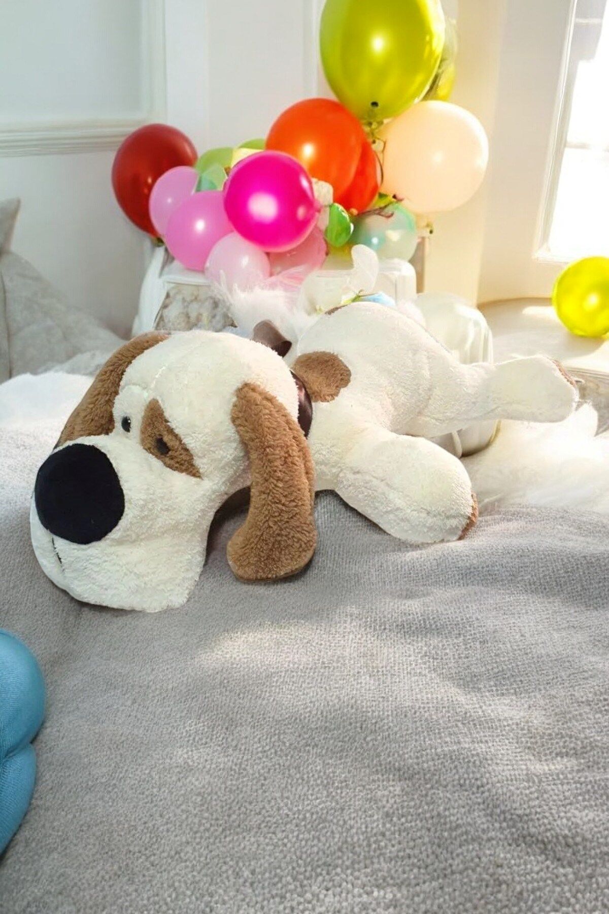 Kocaburun Köpek Ekru Peluş Uyku Arkadaşı ve Oyuncak Hediyelik