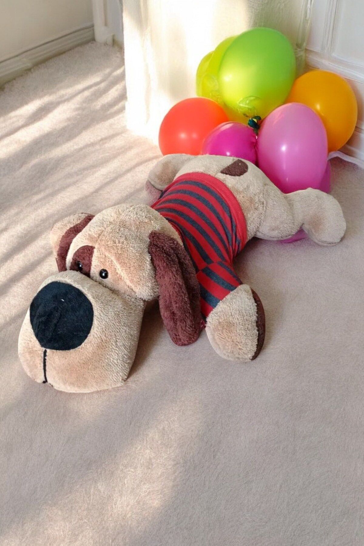 Mellito Toyzz 75 Cm Kocaburun Köpek Kahve Peluş Uyku Arkadaşı ve Oyuncak Hediyelik