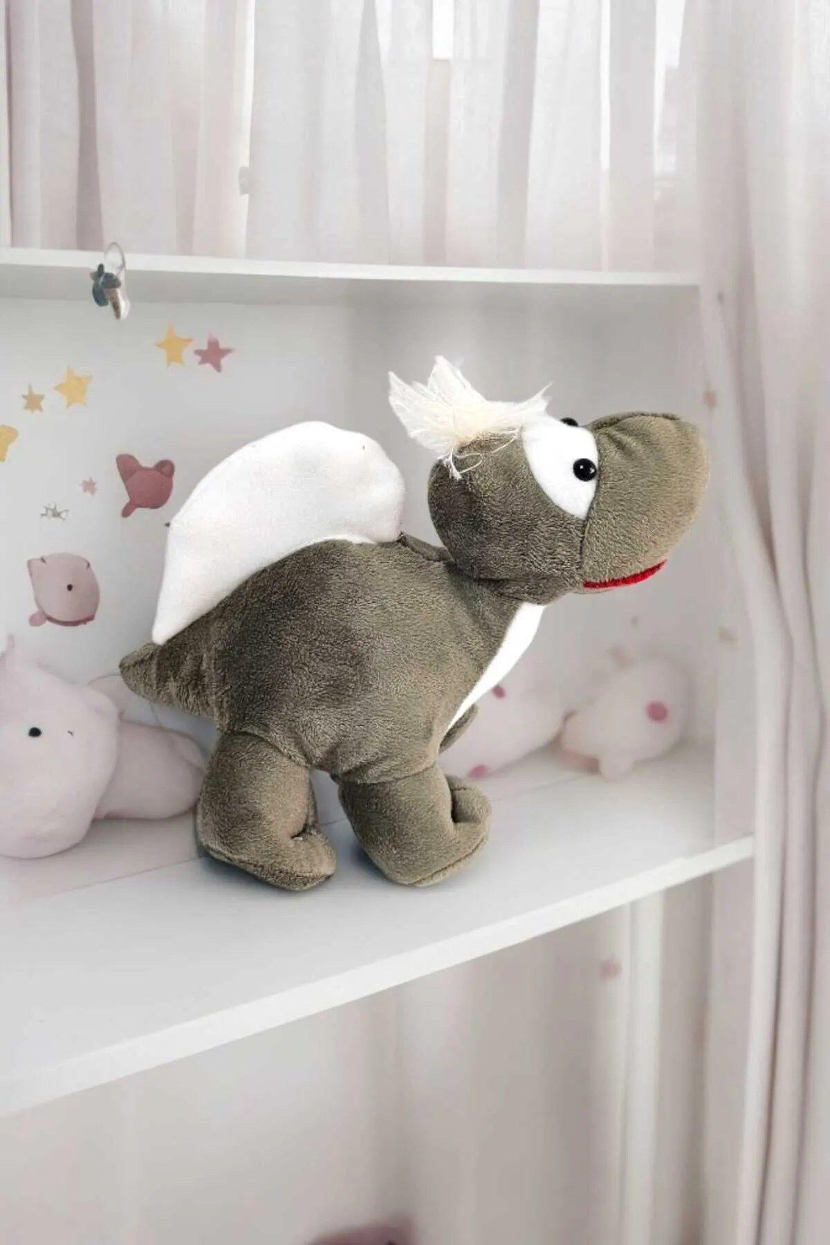 Sevimli Haki Yeşil Dinazor Peluş Oyuncak ve Uyku Arkadaşı