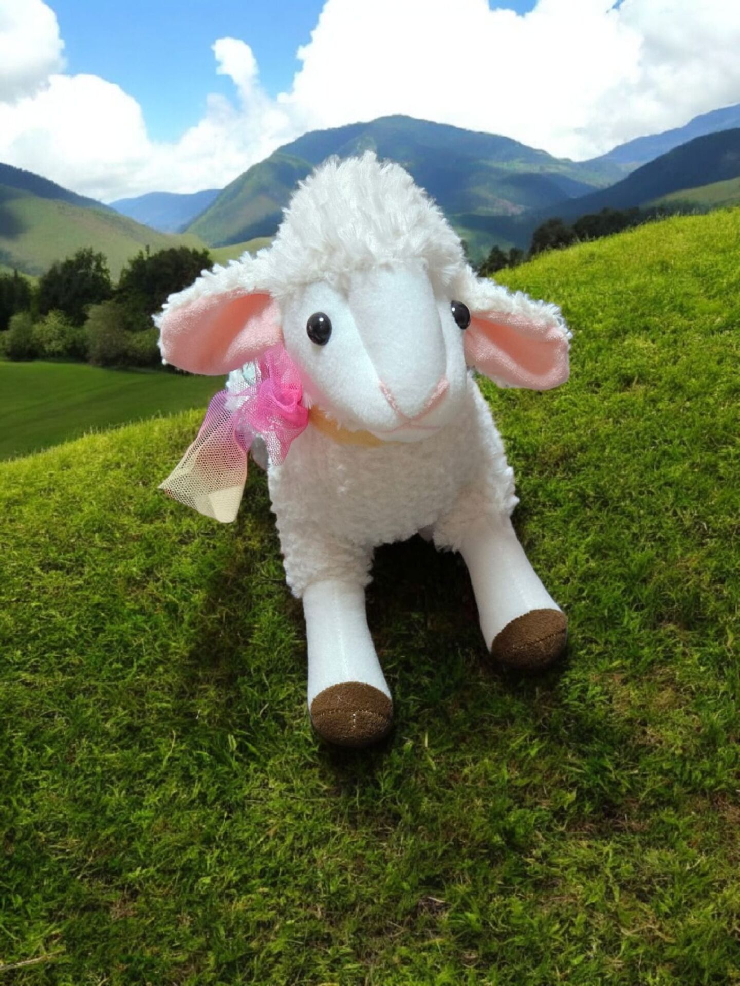 Mellito Toyzz 60 Cm Kıvırcık Sevimli Kuzu Peluş Oyuncak ve Uyku Arkadaşı