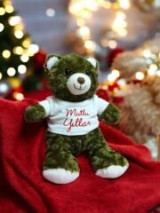 MELLİTO TOYZZ 45 CmMutlu Yıllar  Sevimli Desenli Ayı Peluş Uyku Arkadaşı ve Oyuncak Haki