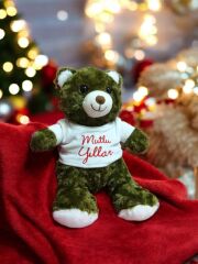 MELLİTO TOYZZ 45 CmMutlu Yıllar  Sevimli Desenli Ayı Peluş Uyku Arkadaşı ve Oyuncak Haki