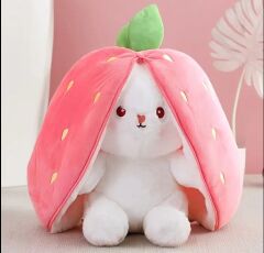 40 Cm Çilek Tavşan Oyuncak Çantalı Oyuncak