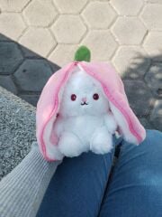 40 Cm Çilek Tavşan Oyuncak Çantalı Oyuncak