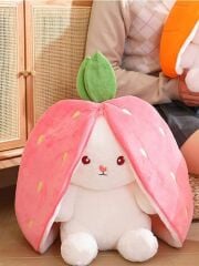 40 Cm Çilek Tavşan Oyuncak Çantalı Oyuncak