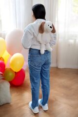 Beyaz Köpek Oyuncak Peluş Çanta Sırt Çantası