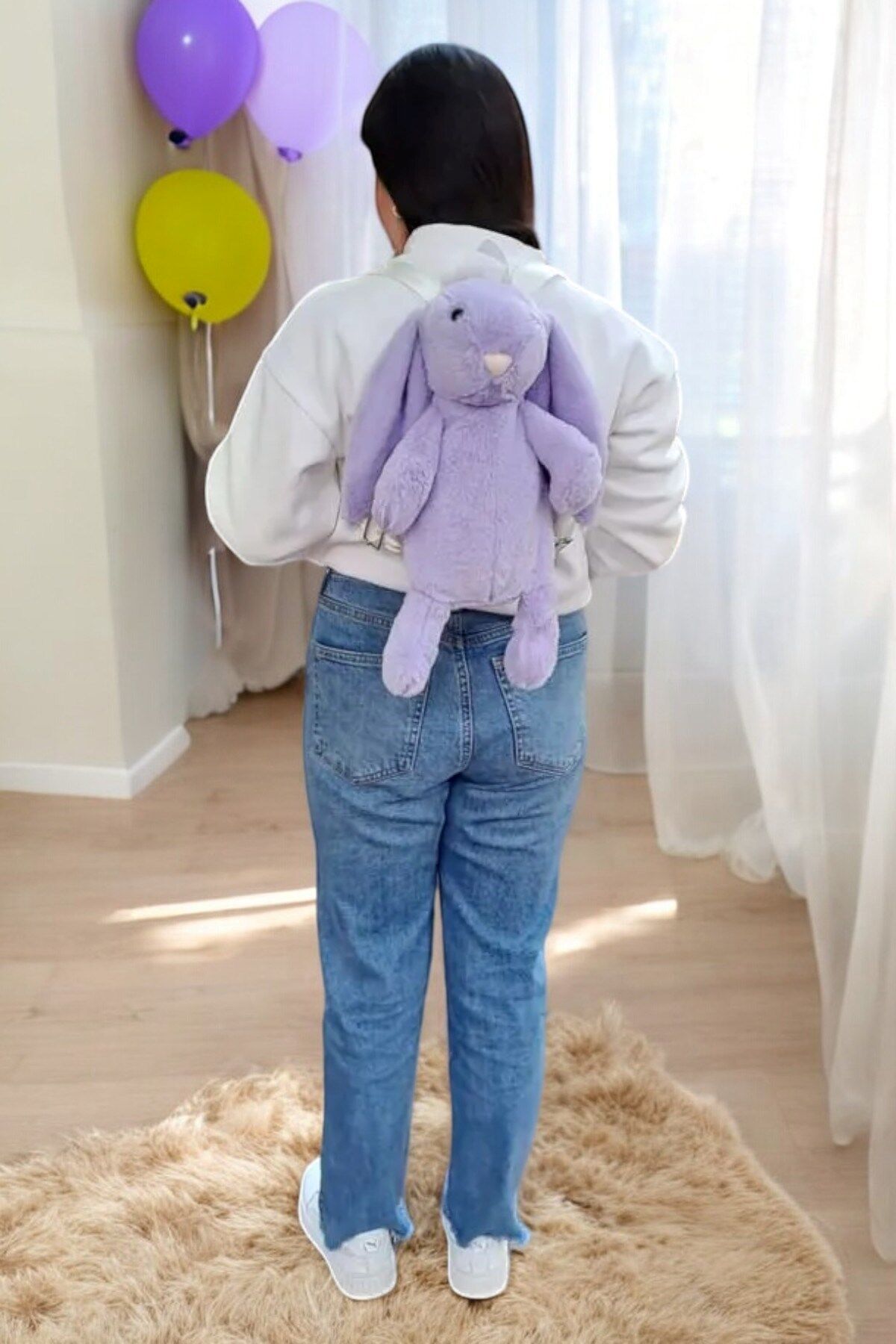 Bonbon Tavşan Lila Oyuncak Peluş Çanta Sırt Çantası