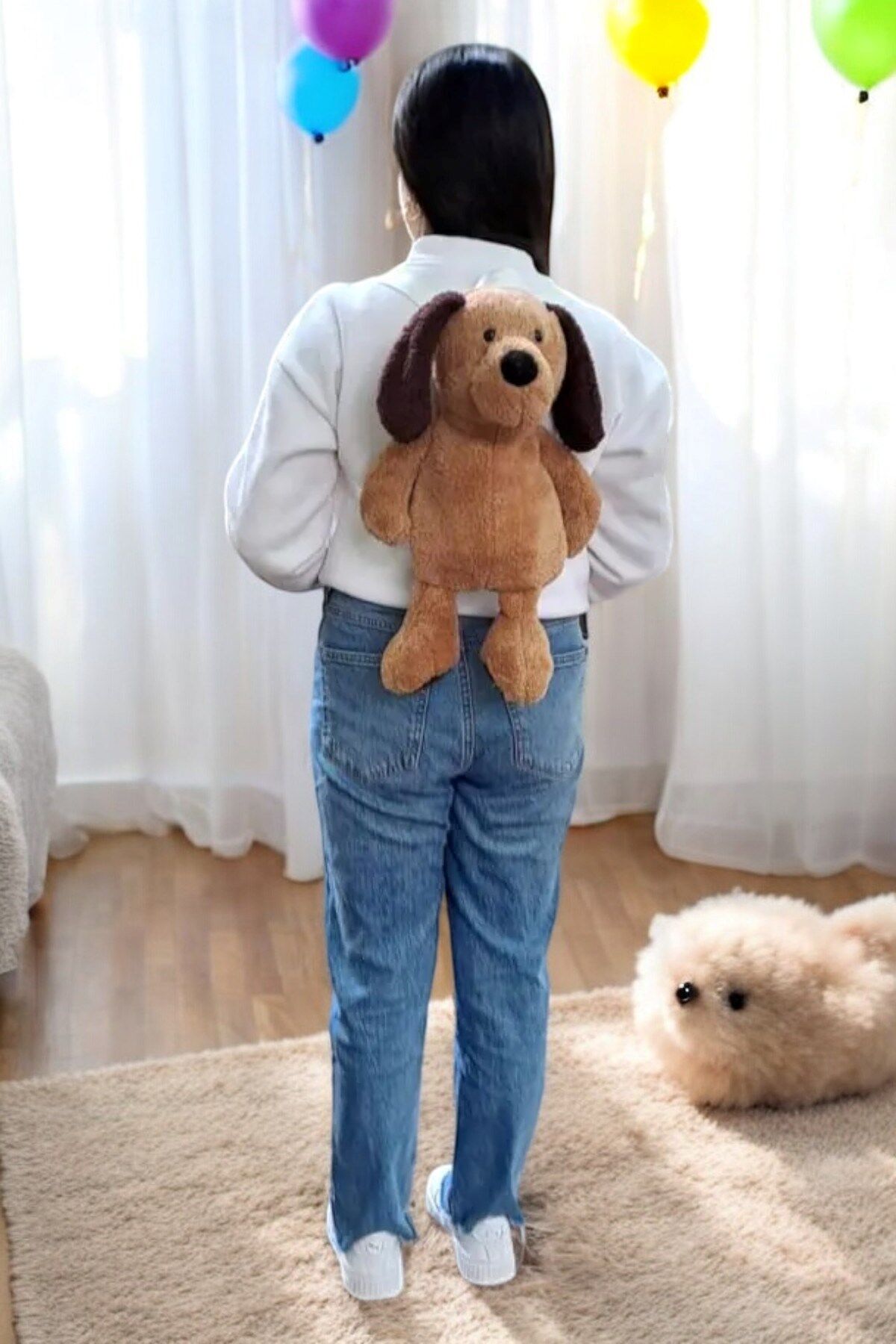 Kahverengi Köpek Oyuncak Peluş Çanta Sırt Çantası