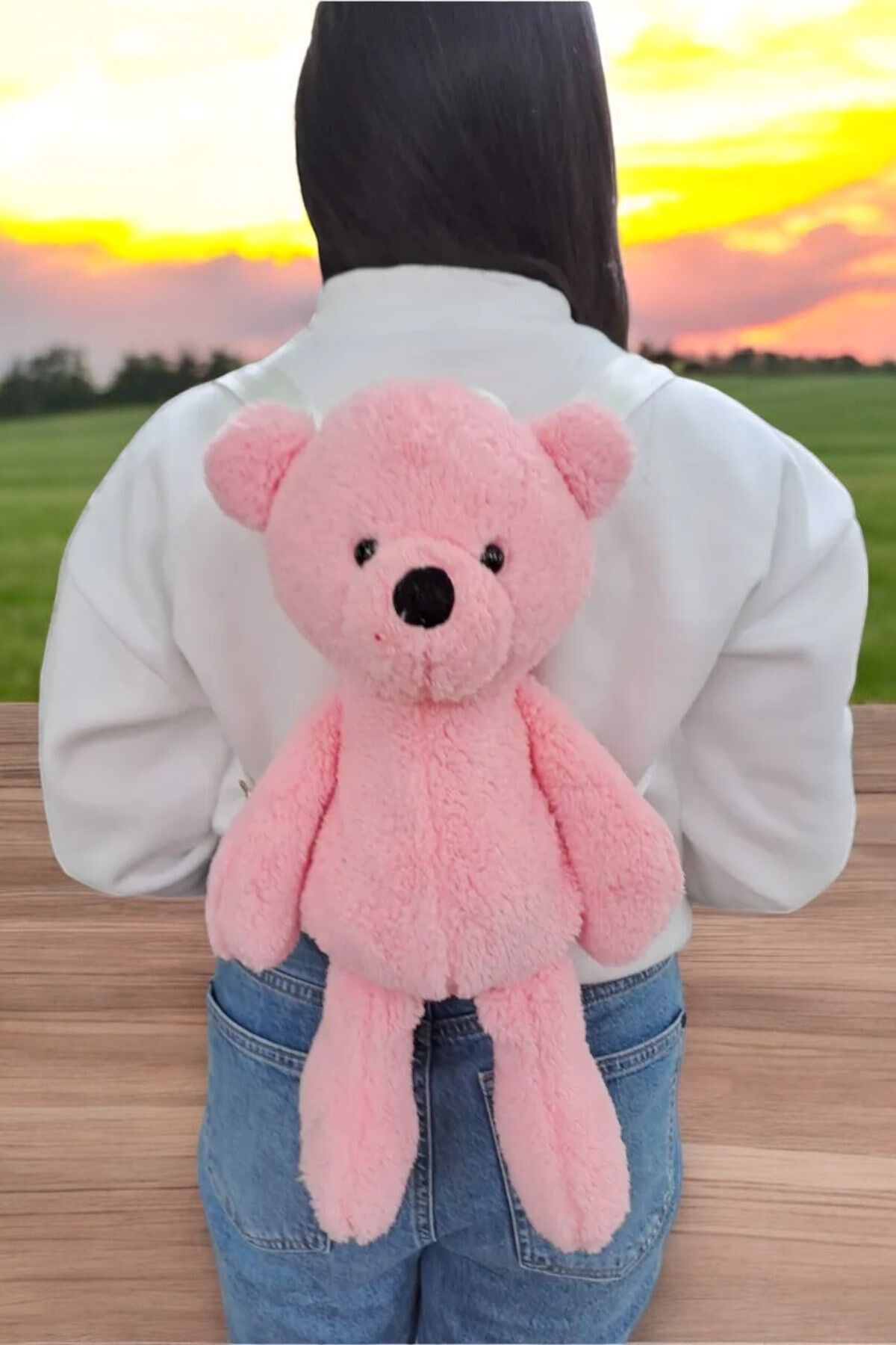 Pembe Ayı Oyuncak Peluş Çanta Sırt Çantası