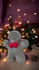 Gri Sevimli Kurabiye Adam Yılbaşı Noel Peluş Yastık