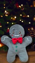 Gri Sevimli Kurabiye Adam Yılbaşı Noel Peluş Yastık