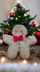 Kahverengi Sevimli Kurabiye Adam Yılbaşı Noel Peluş Yastık