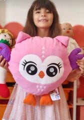 Pembe Baykuş Yastık Bebek ve Çocuk Odası Oyuncaklı Yastık