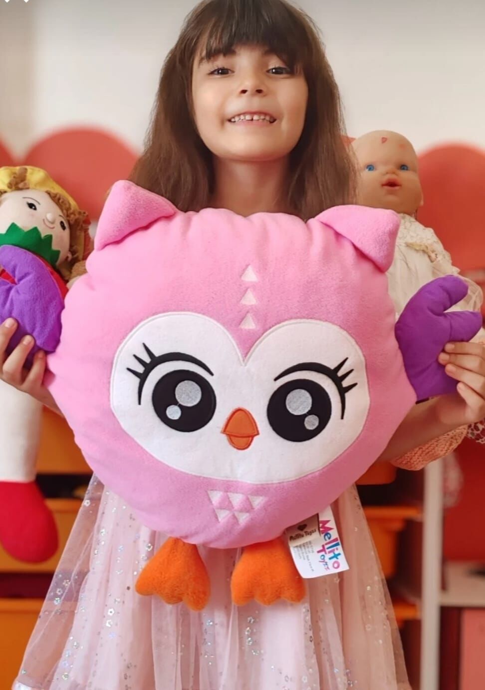 Pembe Baykuş Yastık Bebek ve Çocuk Odası Oyuncaklı Yastık