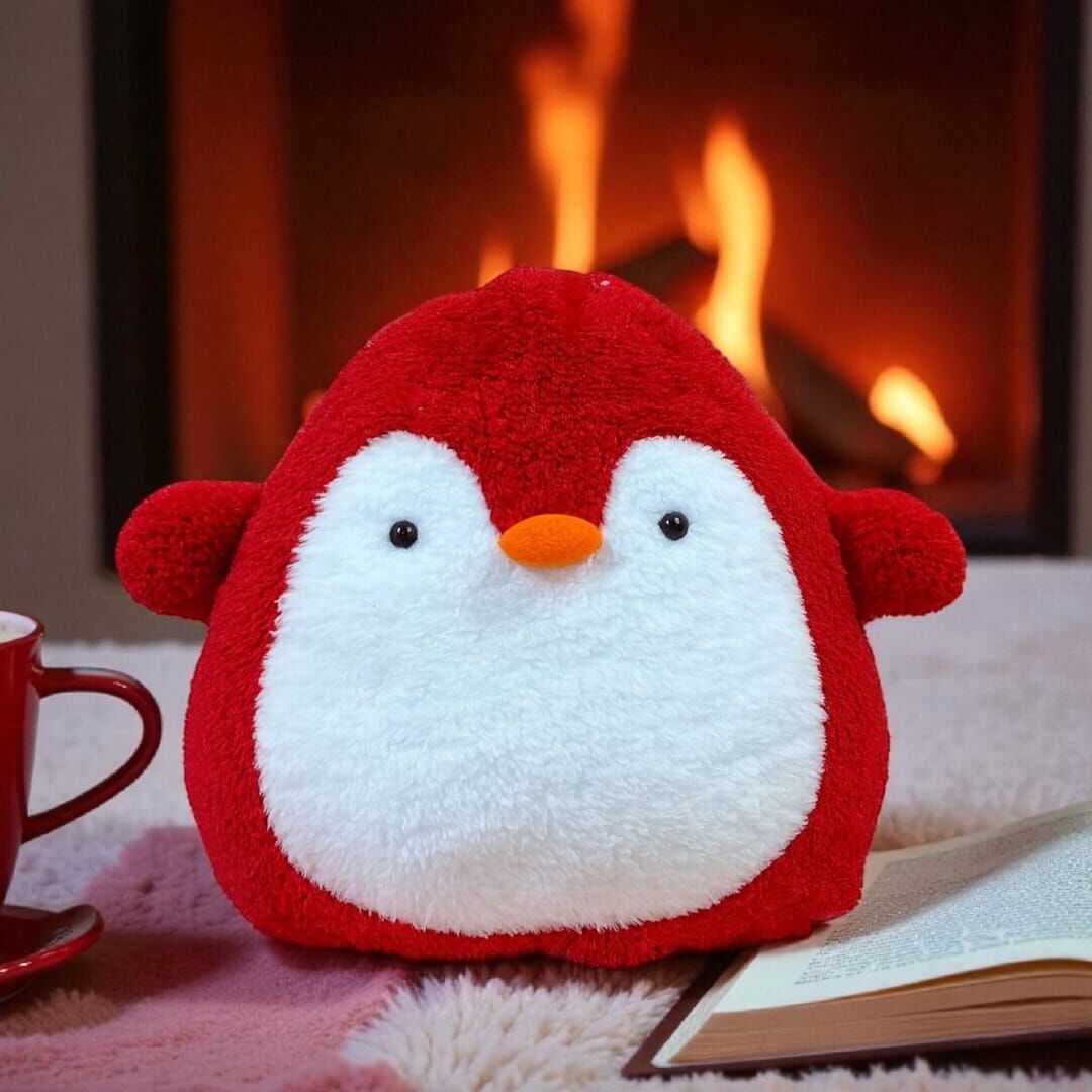 Mellito Toyzz 40 Cm Sevimli Kırmızı Penguen Peluş Dekoratif Kırlent Oyuncak Ayıcık En Güzel Hediyeler