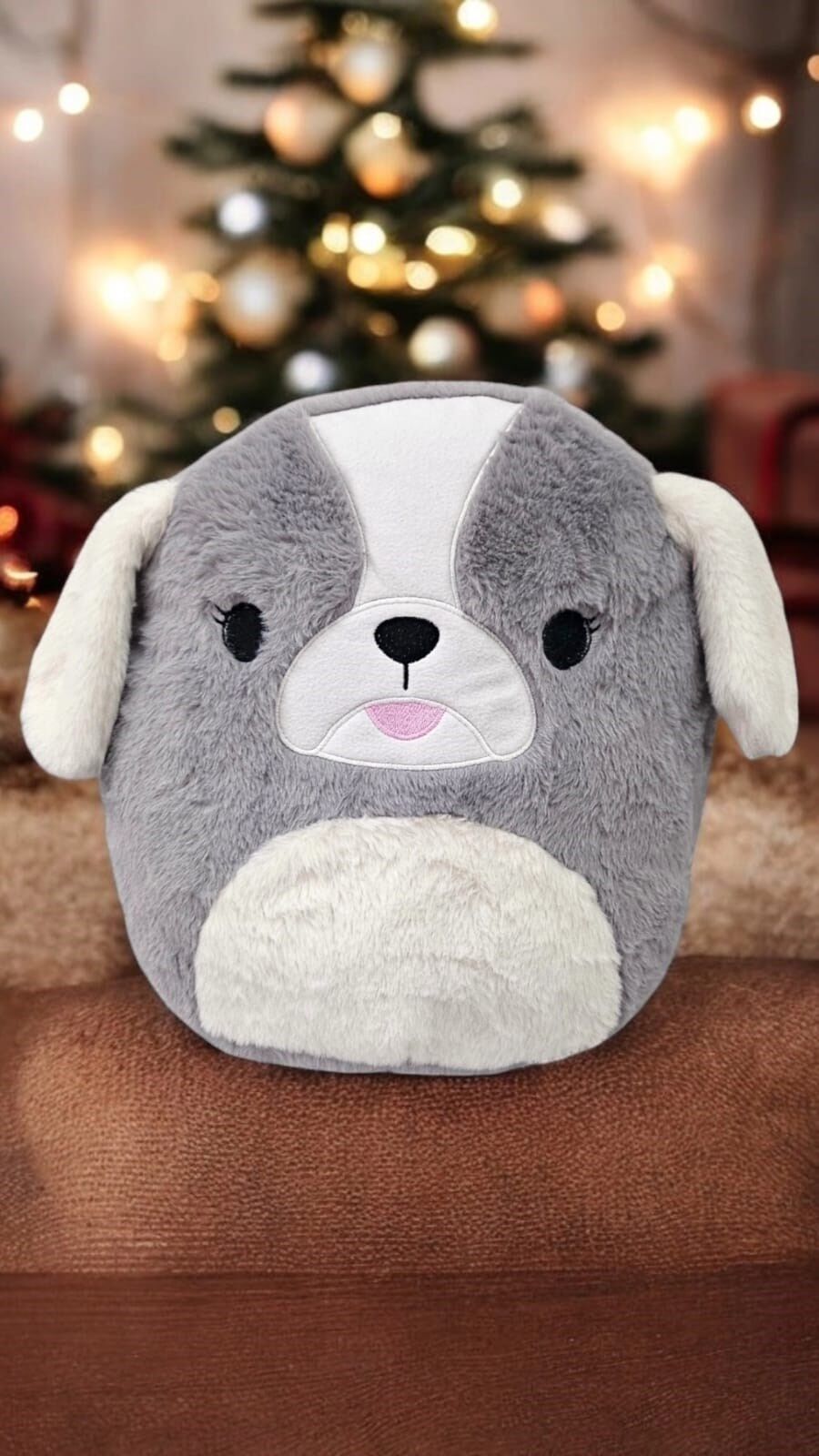 Sevimli Köpek Gri Bebek ve Çocuk Odası Oyuncaklı Peluş Yastık