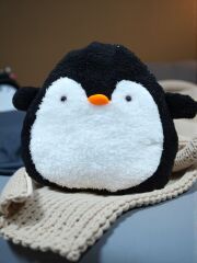 Mellito Toyzz Sevimli Peluş Siyah Penguen Yastık Uyku Arkadaşı Oyuncak ve Çocuk Odası Yastığı