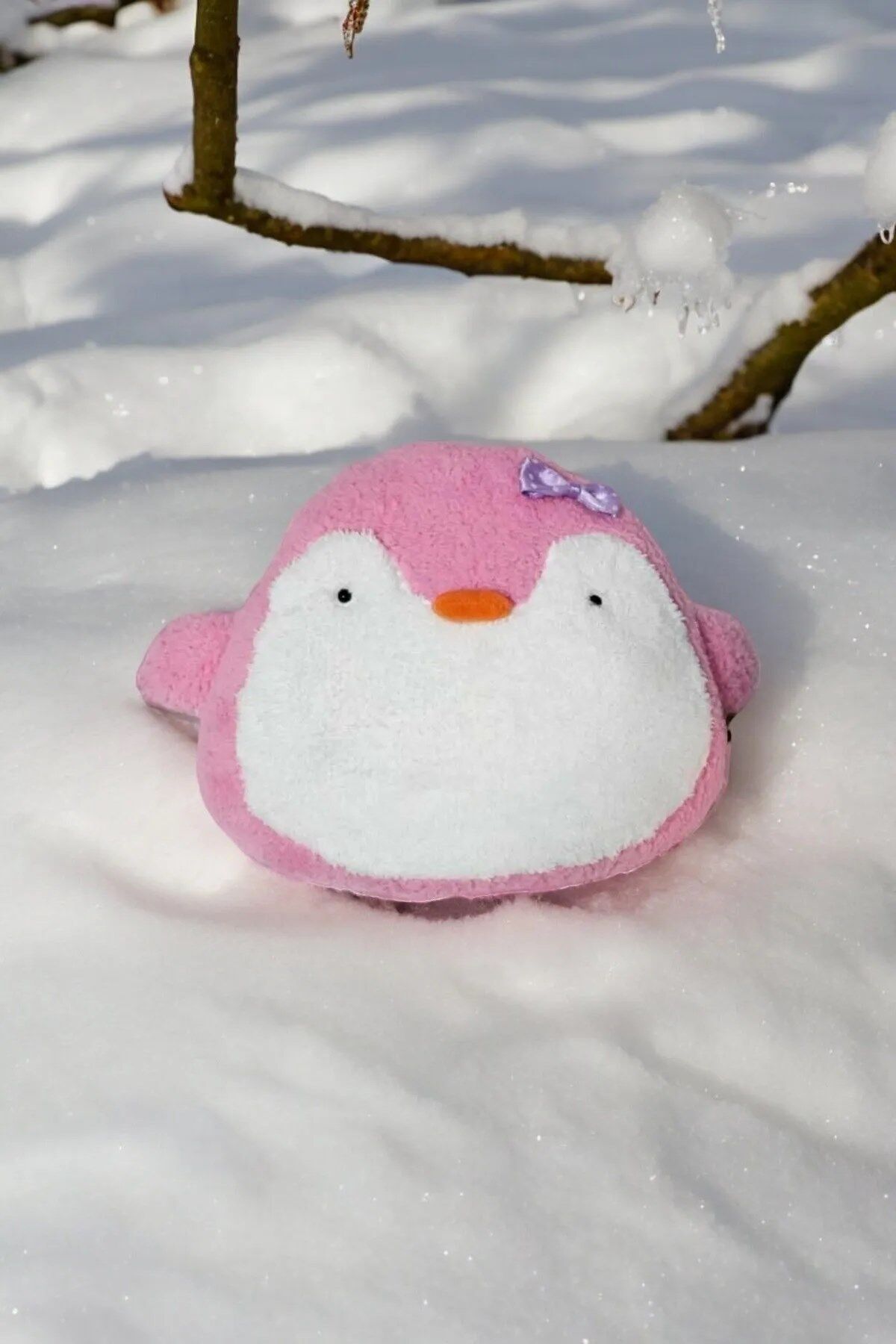 Sevimli Peluş Pembe Penguen Yastık Uyku Arkadaşı Oyuncak ve Çocuk Odası Yastığı