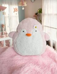 Mellito Toyzz Sevimli Peluş Pembe Penguen Yastık Uyku Arkadaşı Oyuncak ve Çocuk Odası Yastığı