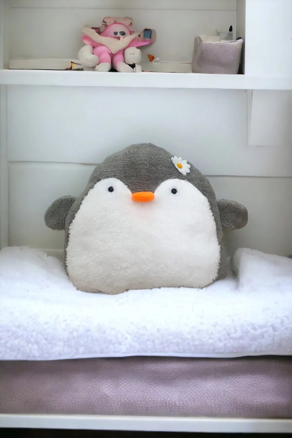 Mellito Toyzz Sevimli Peluş Penguen Yastık Uyku Arkadaşı Oyuncak ve Çocuk Odası Yastığı