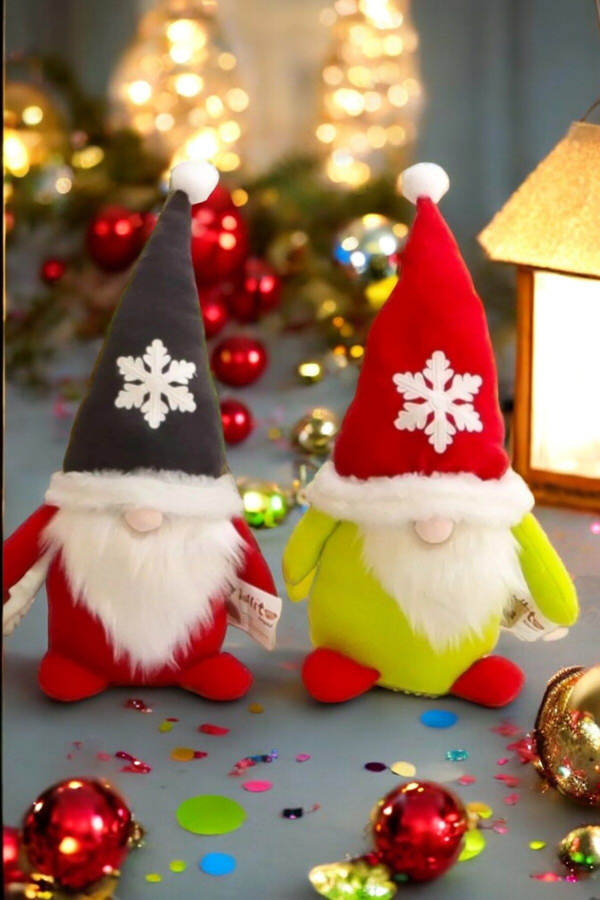 2’li Cüce Elf Gnome Yılbaşı Dekoru ve Peluş Oyuncağı