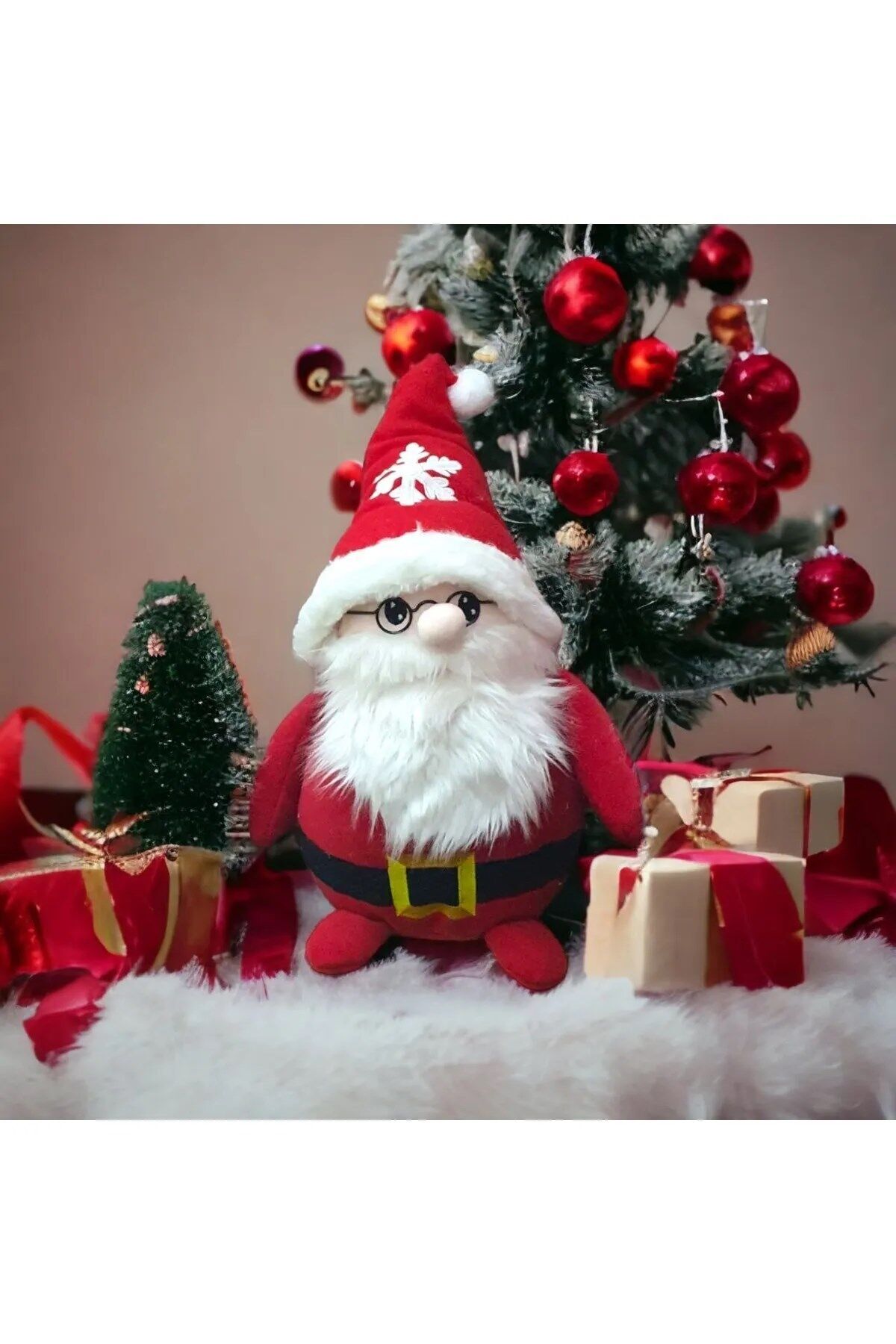 Çantalı Noel Baba Yılbaşı Dekoru ve Peluş Oyuncağı