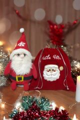 Çantalı Noel Baba Yılbaşı Dekoru ve Peluş Oyuncağı 50 Cm