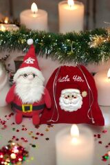 Çantalı Noel Baba Yılbaşı Dekoru ve Peluş Oyuncağı 50 Cm