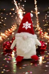 Cüce Elf Gnome Beyaz Yılbaşı Dekoru ve Peluş Oyuncağı 50 Cm