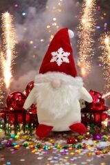 Cüce Elf Gnome Beyaz Yılbaşı Dekoru ve Peluş Oyuncağı 50 Cm