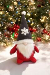 Cüce Elf Gnome Gri Şapka Yılbaşı Dekoru ve Peluş Oyuncağı 50 Cm