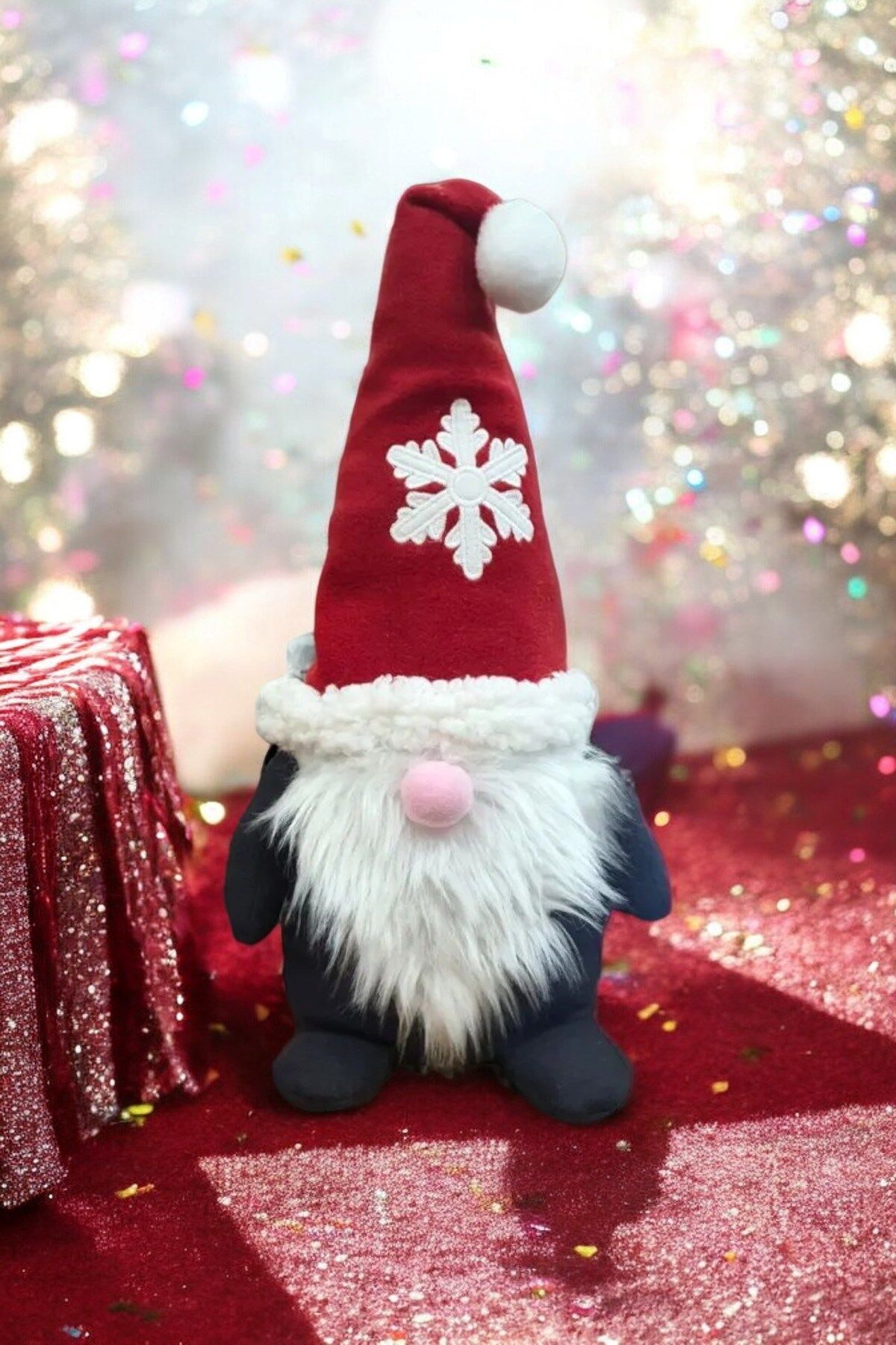 Cüce Elf Gnome Kırmızı Şapka Yılbaşı Dekoru ve Peluş Oyuncağı 50 Cm
