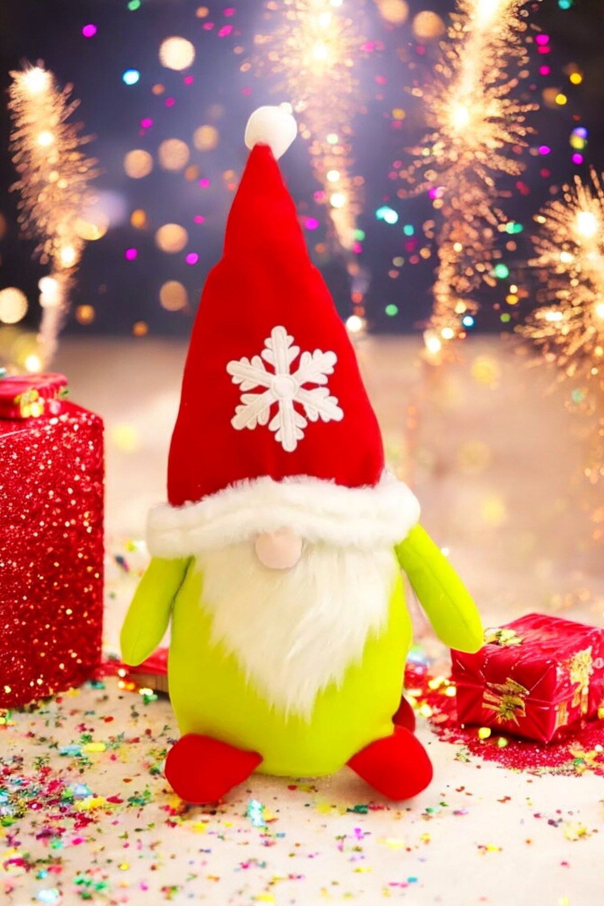 Cüce Elf Gnome Yeşil Yılbaşı Dekoru ve Peluş Oyuncağı 50 Cm