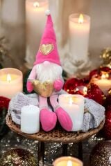 Cüce Elf Kalpli Gnome Aşk Cücesi Yılbaşı Dekoru ve Peluş Oyuncağı 40 Cm
