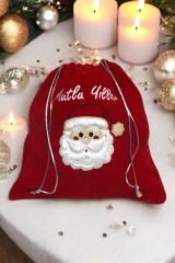 En Güzel Hediyeler Kırmızı Noel Baba Çuvalı Hediye Paketi 30x40