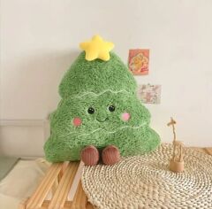 40 Cm Peluş Çam Ağacı YıldızlıYılbaşı Dekor Yastık Kırlent