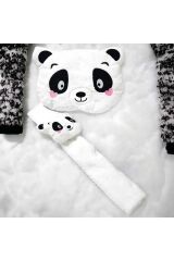 Sevimli Panda Araba Boyun Yastığı Ve Emniyet Kemeri Aksesuarı Peluş Kılıf Seti (1 YASTIK VE 1 KILIF)