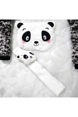 Sevimli Panda Araba Boyun Yastığı Ve Emniyet Kemeri Aksesuarı Peluş Kılıf Seti (1 YASTIK VE 1 KILIF)