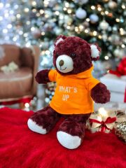 Bordo T-Shortlu Bordo Ayı,Aksesuarlı Peluş Ayıcık 35 CM