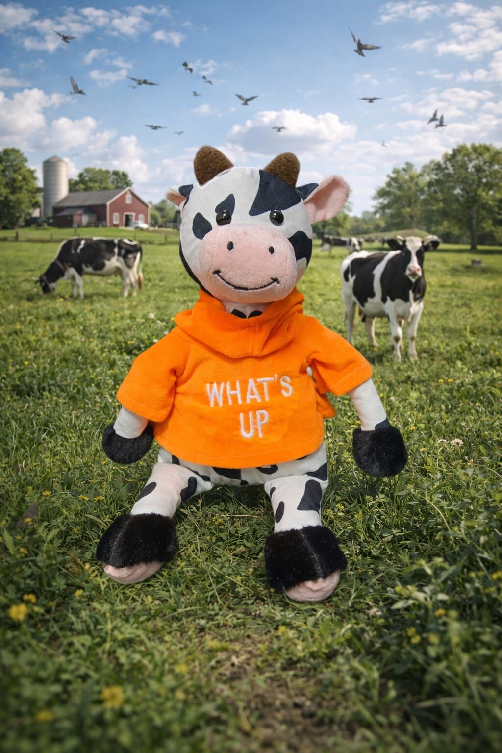 Tshirtlü Sevimli İnek Peluş 50 Cm