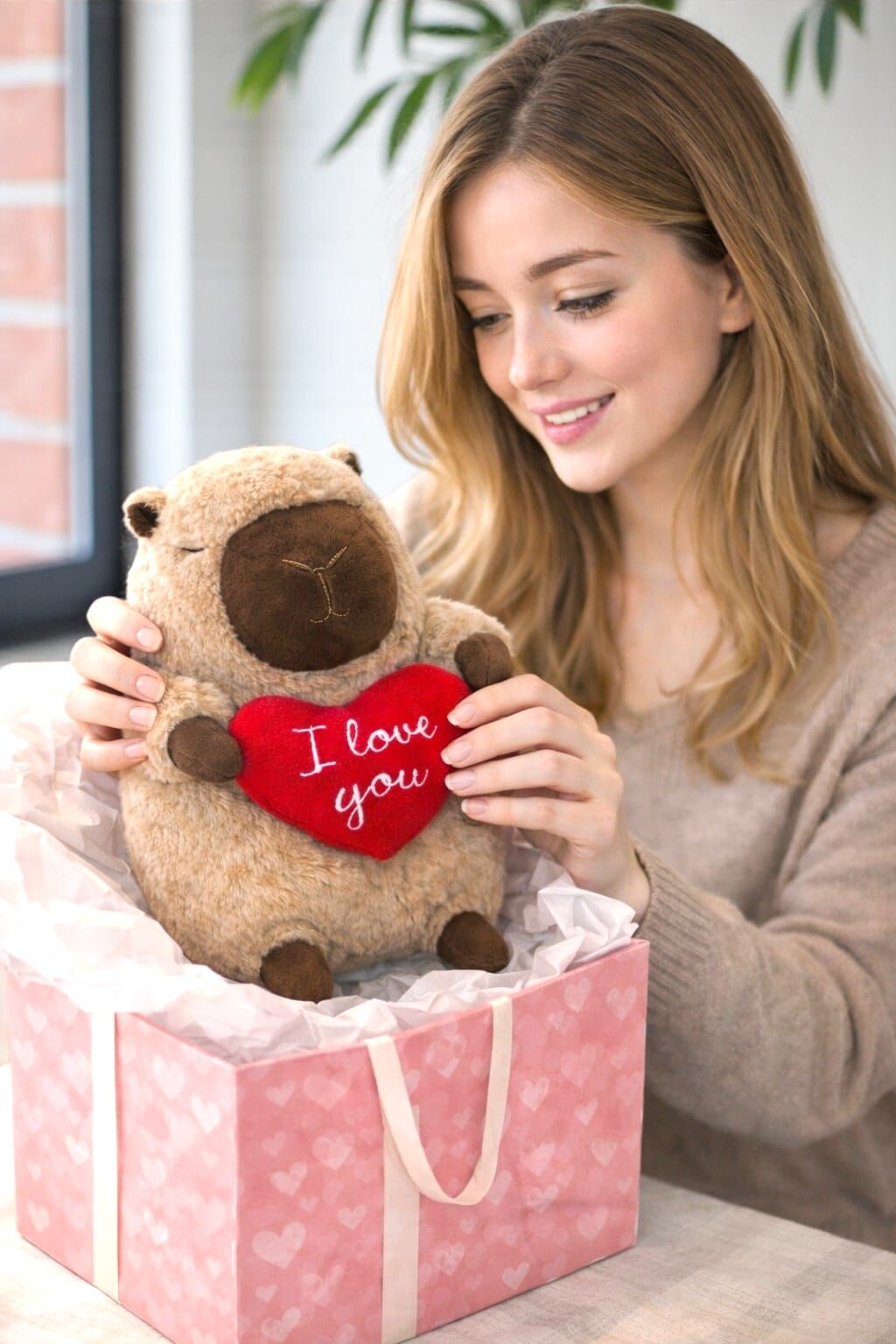 Kalpli Capybara Romantik Peluş Sevgiliye En Güzel Hediye