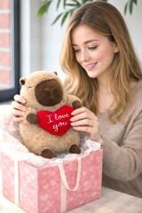 Kalpli Capybara Romantik Peluş Sevgiliye En Güzel Hediye