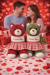 Elbiseli Peluş Ayı Sevgililer Gününe Özel Aşk Dolu Hediye