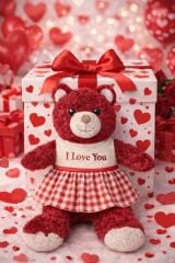 Elbiseli Peluş Ayı Sevgililer Gününe Özel Aşk Dolu Hediye