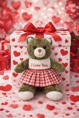 Elbiseli Peluş Ayı Sevgililer Gününe Özel Aşk Dolu Hediye