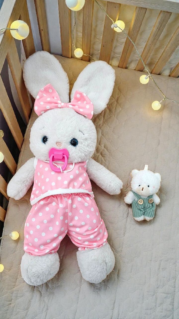 Mellito Toyzz Beybi Emzikli Tavşan Peluş Oyuncak 40 Cm